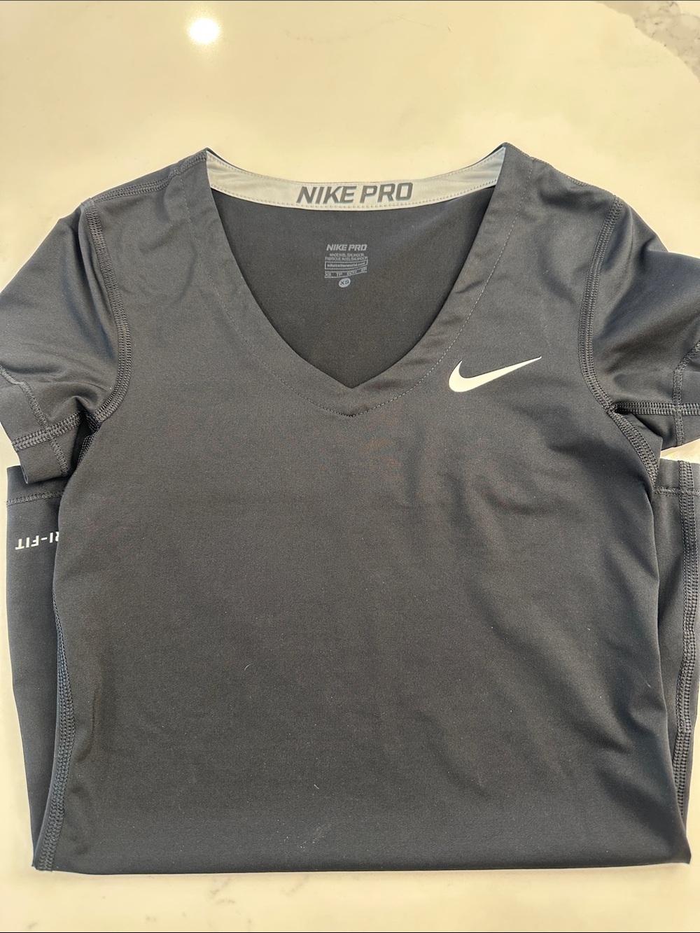 Nike Pro Women's Black Short Sleeve V-Neck Performance Tee